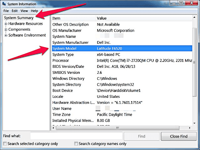 Encontrar modelo de laptop usando informações do sistema